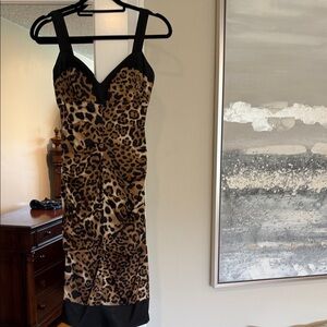 Chic Leopard Print Dress with Black Straps